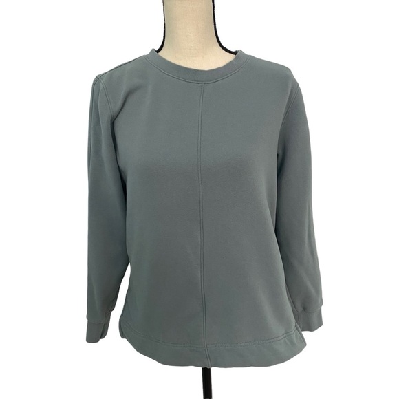 Athleta Retroplush Crewneck Sweatshirt Oversized Minimalistic Grey Green Sz XS - Picture 5 of 13